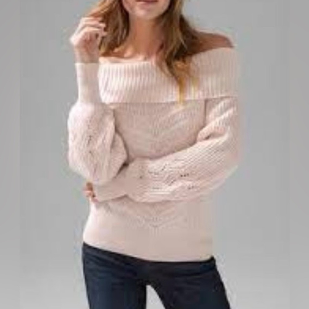 White House Black Market off the shoulder sweater in pink size XS
